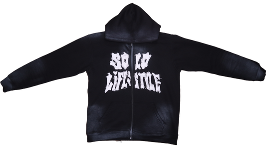 SOLO LIFESTYLE "Alone, Not Lonely" 002 Distressed Premium Zip-up Hoodie